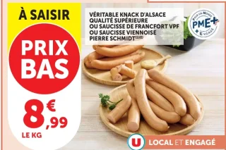Véritable Knack d'Alsace ou Saucisse de Francfort VPF ou Saucisse Viennoise Pierre Schmidt