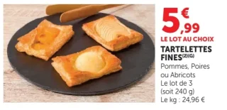 Tartelettes Fines Pommes, Poires ou Abricots