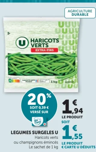 Haricots verts extra-fins surgelés U