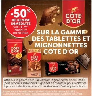 Sur la gamme des tablettes et mignonnettes Côte d'Or