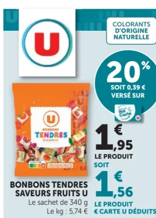 BONBONS TENDRES SAVEURS FRUITS U