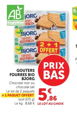 GOUTERS FOURRES BIO BJORG Chocolat noir ou chocolat lait