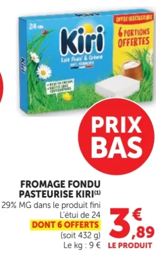 Fromage fondu pasteurisé Kiri