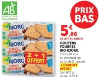 Gouters Fourres Bio Bjorg Chocolat noir ou chocolat lait