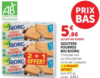Gouters Fourres Bio Bjorg Chocolat noir ou chocolat lait