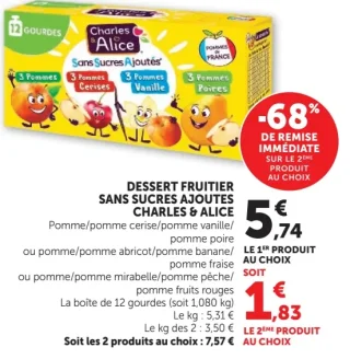 Dessert Fruitier Sans Sucres Ajoutés Charles & Alice