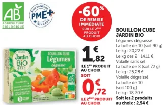 BOUILLON CUBE JARDIN BIO Légumes dégraissé
