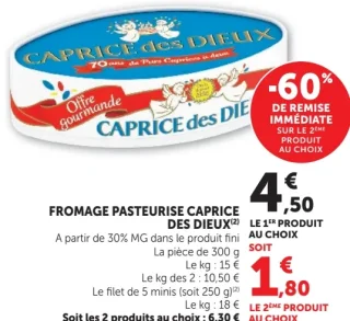 FROMAGE PASTEURISE CAPRICE DES DIEUX