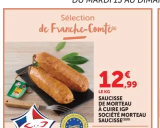 Saucisse de Morteau à cuire IGP Société Morteau Saucisse