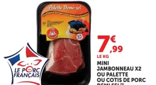 MINI JAMBONNEAU X2 OU PALETTE OU COTIS DE PORC DEMI SEL
