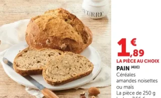 Pain aux céréales amandes noisettes ou maïs