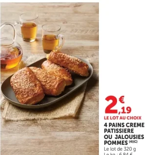 4 pains crème pâtissière ou jalousies pommes