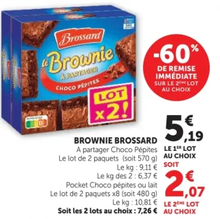 Brownie Brossard À partager Choco Pépites ou Pocket Choco pépites ou lait