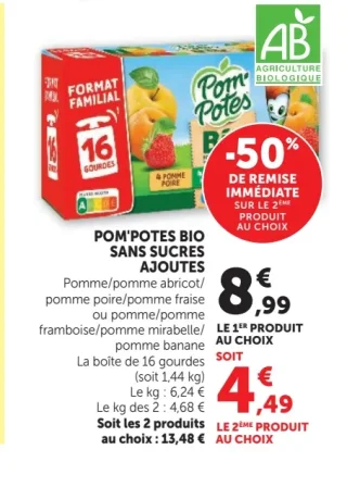 Pom'Potes Bio Sans Sucres Ajoutés