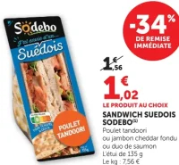 Sandwich Suédois Sodebo Poulet Tandoori