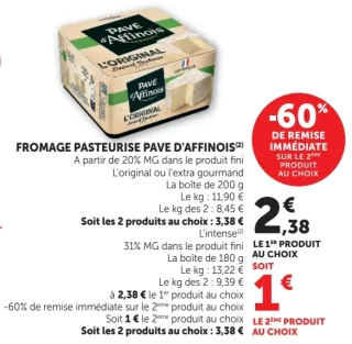 FROMAGE PASTEURISE PAVE D'AFFINOIS
