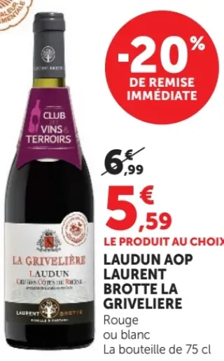 Laudun AOP Laurent Brotte La Grivelière Rouge ou blanc