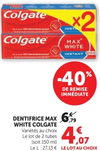 Dentifrice Max White Colgate