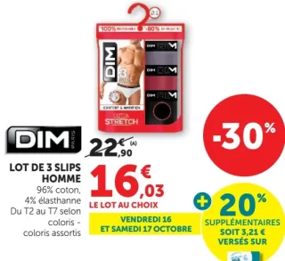 Lot de 3 slips homme DIM Stretch
