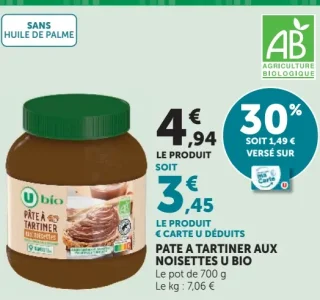 Pate a tartiner aux noisettes U Bio
