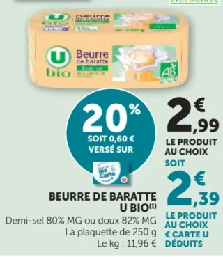 Beurre de baratte U Bio