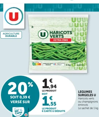 Légumes Surgelés U Haricots verts