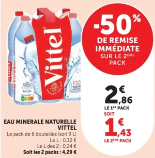 EAU MINERALE NATURELLE VITTEL Le pack de 6 bouteilles