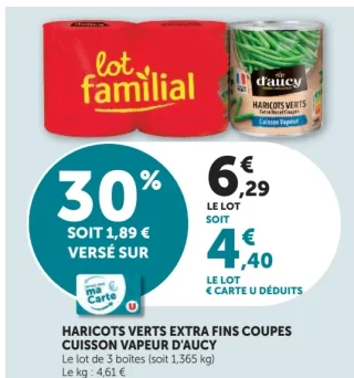 Haricots verts extra fins coupes cuisson vapeur D'aucy