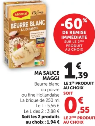 Ma Sauce Maggi Beurre blanc ou poivre ou fine Hollandaise