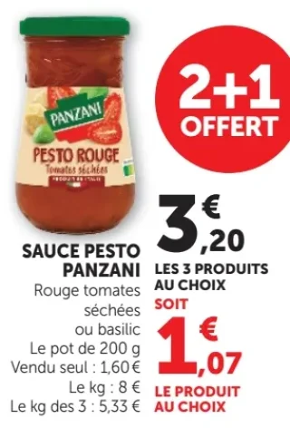 Sauce Pesto Panzani Rouge tomates séchées ou basilic