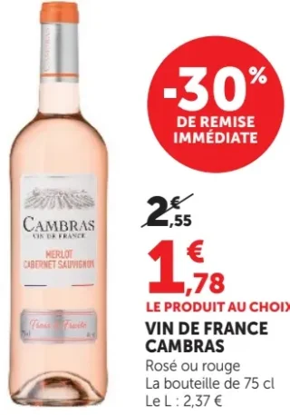 Vin de France Cambras Rosé ou rouge