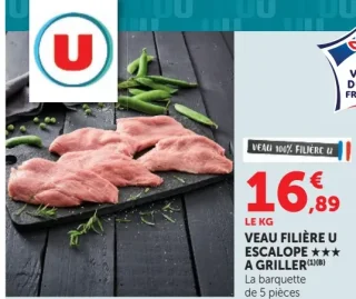 Veau Filière U Escalope 3 étoiles à griller