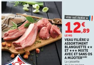 Veau Filière U Assortiment Blanquette 2 étoiles et 3 étoiles mixte avec et sans os à mijoter