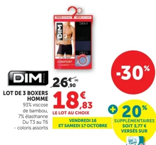 Lot de 3 boxers homme DIM Confort