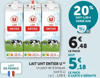 Lait UHT entier U