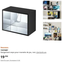 IKEA YXSTABY Rangement expo pour manette de jeu, noir, 22x12x16 cm