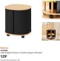 YXSTABY Table d'appoint de jeu à roulettes, plaqué chêne/gris