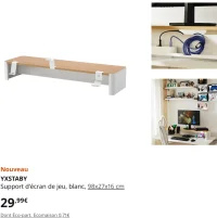 IKEA YXSTABY Support d'écran de jeu, blanc, 98x27x16 cm