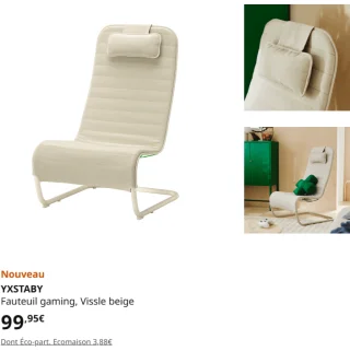 YXSTABY Fauteuil gaming, Vissle beige