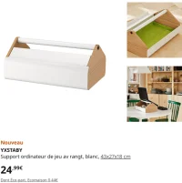 YXSTABY Support ordinateur de jeu av rangt, blanc, 43x27x18 cm