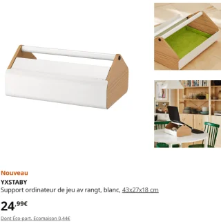 YXSTABY Support ordinateur de jeu av rangt, blanc, 43x27x18 cm