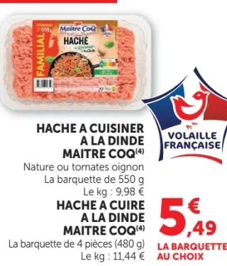 Haché à cuisiner ou à cuire à la dinde Maître CoQ