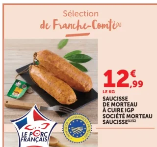 Saucisse de Morteau à cuire IGP Société Morteau Saucisse