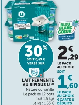 Lait fermenté au bifidus U