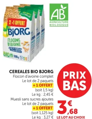 CEREALES BIO BJORG Flocon d'avoine complet