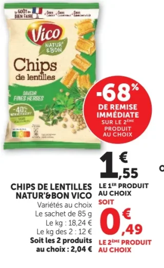 Chips de lentilles Natur' & Bon Vico