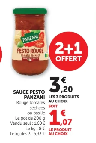 Sauce Pesto Panzani Rouge tomates séchées ou basilic
