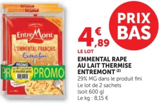 Emmental râpé au lait thermisé Entremont