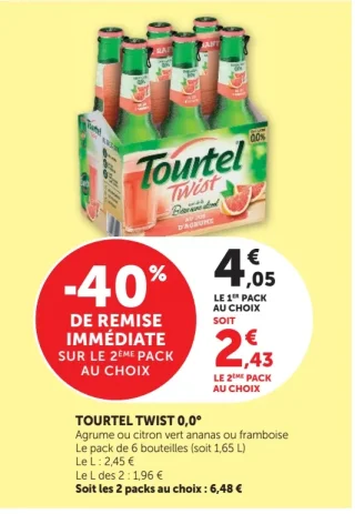 Tourtel Twist 0,0° Agrume ou citron vert ananas ou framboise