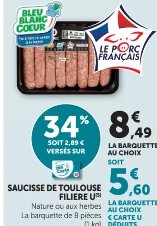 Saucisse de Toulouse filière U